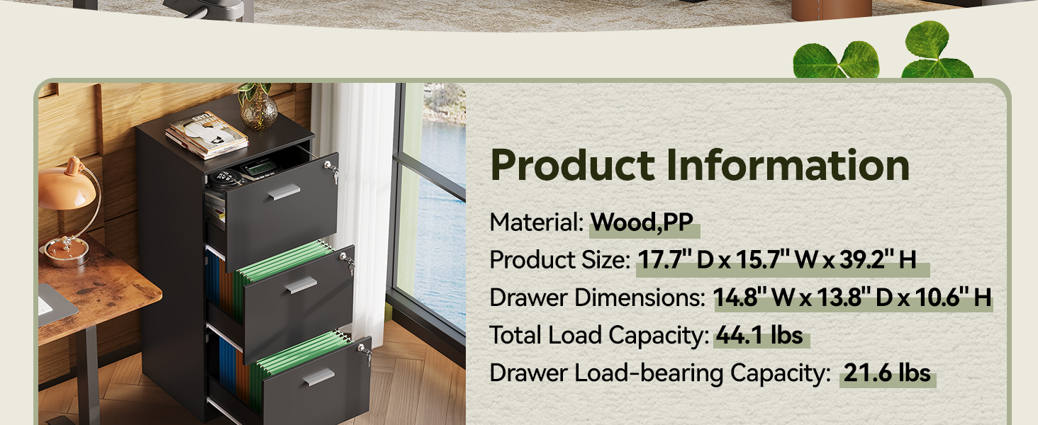 DEVAISE 3 Drawer Vertical Filing Cabinet