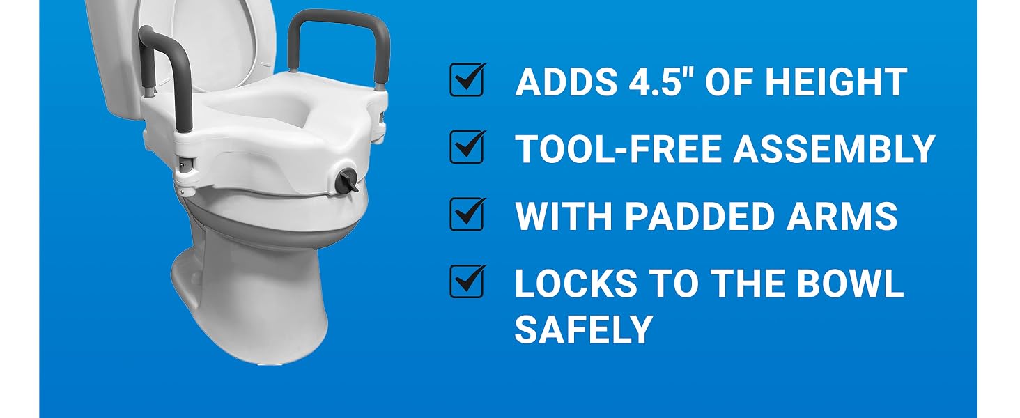 E-Z Lock Raised Toilet Seat with Handles