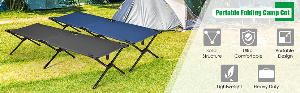 blue and grey two color available portable camping cot