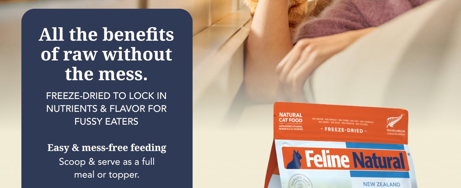 Feline Natural High Protein Dry Cat Food, Freeze-Dried, Beef