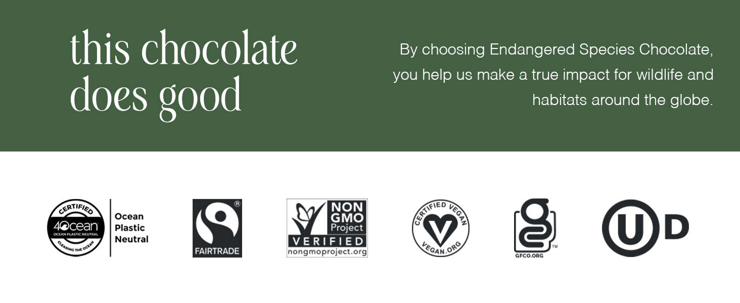 Endangered Species Dark Chocolate Candy Bars Espresso Beans 72% cocoa