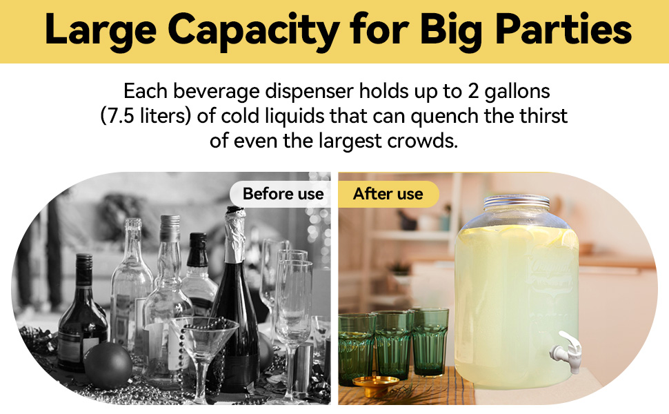 Plastic Beverage Dispenser with Spigot - 2 Gallon Drink Holder for Water, Juice, Tea