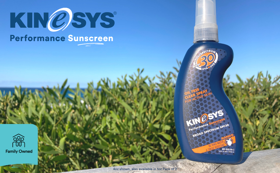 Sunscreen spray SPF 50, Kinesys sunblock, clean, sensitive skin &amp;amp; kids, travel size