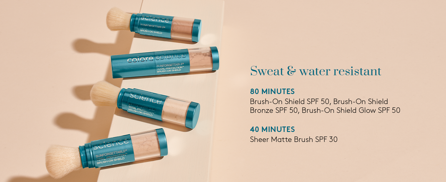 Sunscreen brushes - water and sweat resistance details