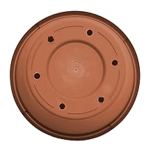 Terra pot planter in Terra Cotta color, upside down, top down view.