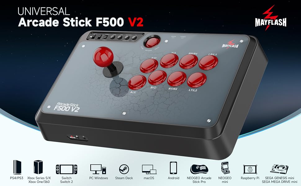 MAYFLASH Universal Arcade Fighting Stick F500 for Switch 2, Xbox Series X/S, PS5, PS4