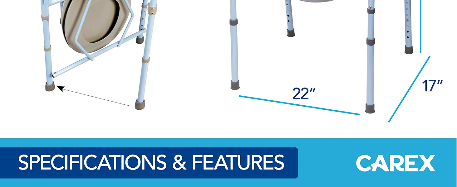 Portable Toilet for Camping, Supports Up to 300lbs, Bedside Commodes for Seniors and Commode Chair