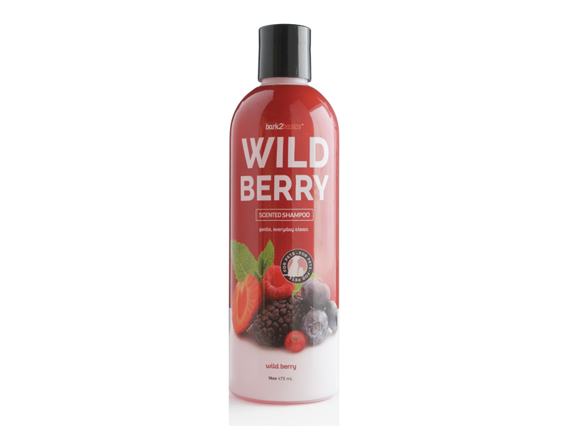 bark2basics wild berry dog shampoo 16 oz for pet cat gentle sensitive stink smelly odors soft