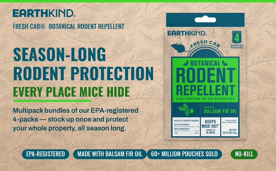 EarthKind Fresh Cab botanical rodent repellent multipack bundle of EPA-registered 4-packs