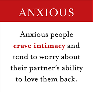 Anxious People crave intimacy and tend to worry about their partner&amp;#39;s ability to love them back.