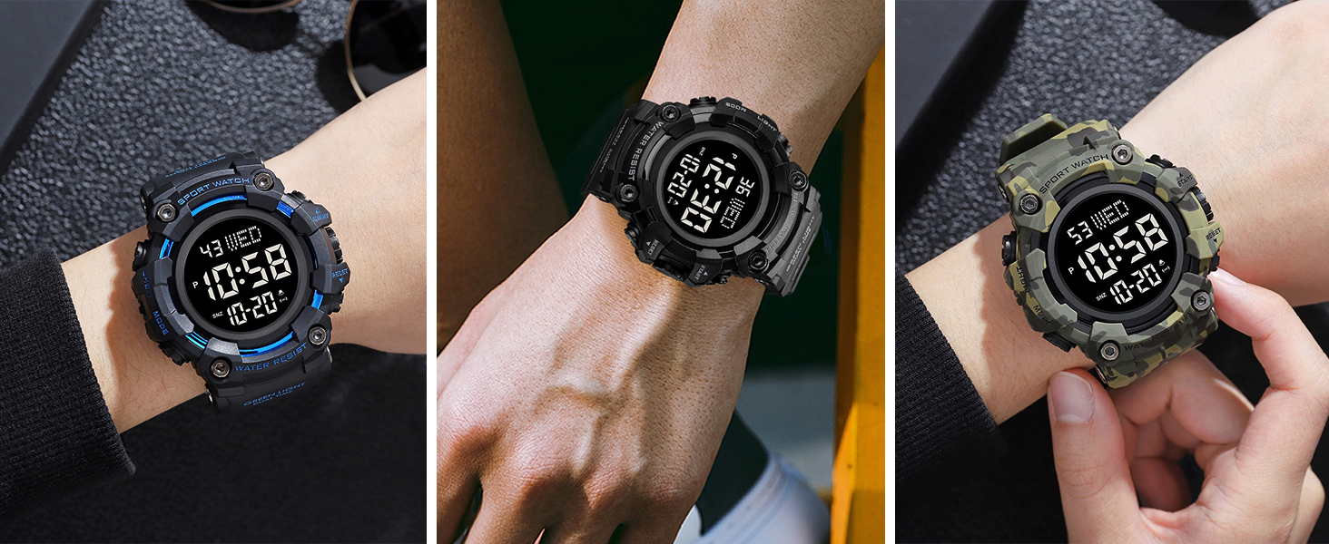 FANMIS Mens Military Multifunction Digital LED Watch