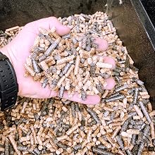 Pellets in Hand, pellet grill pellets, food grade pellets, bbq wood pellets, bbq pellets, barbecue