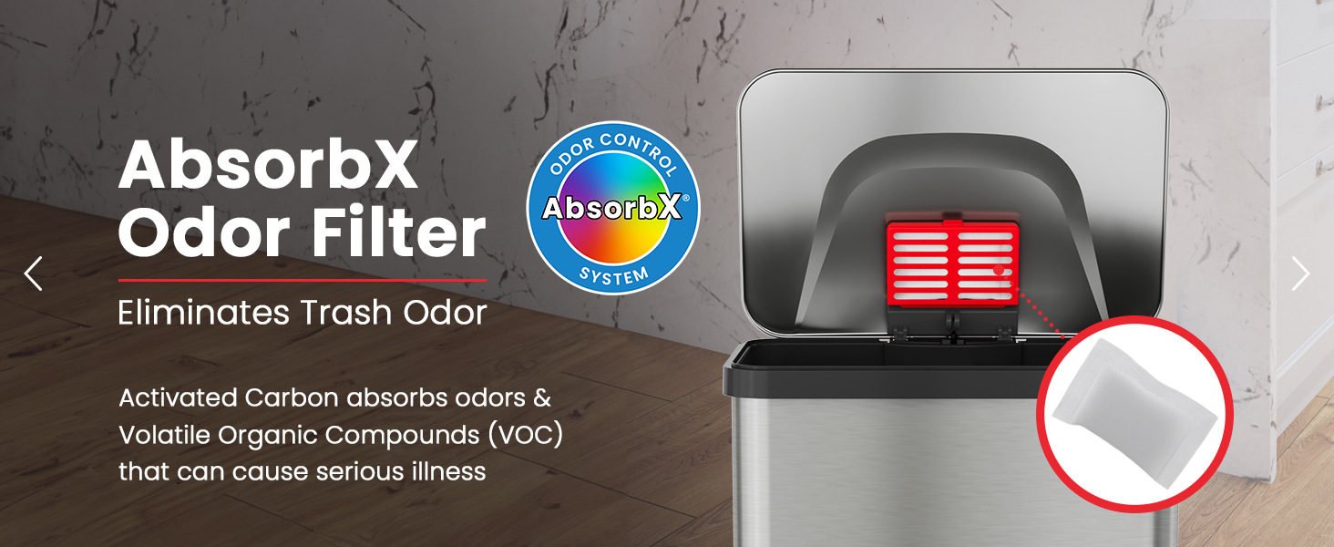 AbsorbX Odor Filter eliminates trash odors