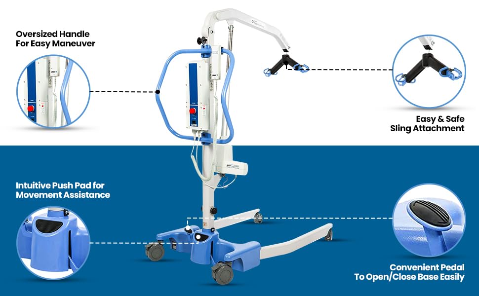 Joerns Hoyer Advance-E hande, push pad, pedal, and sling attachment