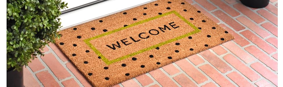 Calloway Mills 103991729 Polka-dot Fun Doormat, 17&amp;#34; x 29:, Natural/Green/Black