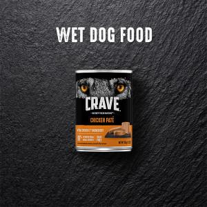 Crave Wet Dog Food, Dog Food Can, Canned, Pate, Soft Dog Food, Moist, Chicken Dog Food, Meal Topper