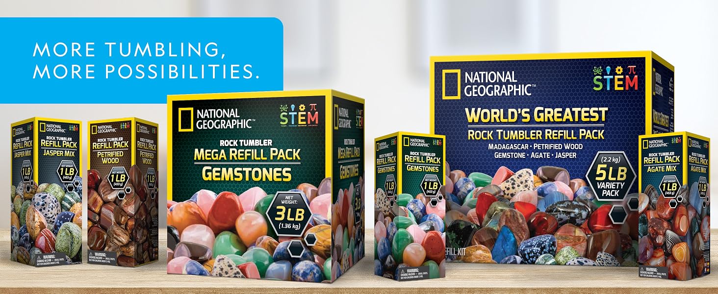 Rock refill kits are available for even more tumbling possibilities!