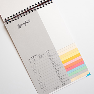 yellow, canary, blue, green, cream, ivory, buff, tan, peach, cherry, orchid, salmon,gray, manila