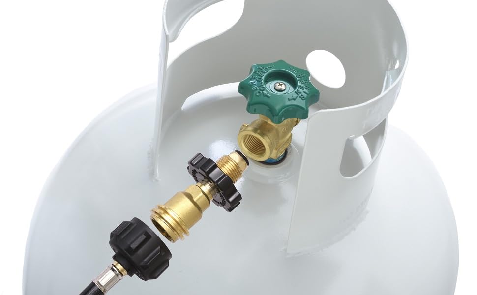 Flame King Propane Tank Brass Adapter - POL to QCC1 Type &amp; Converts Old to New Connections