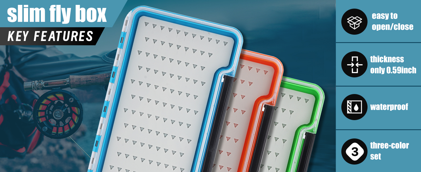 3 colors fishing boxes for fly fishing