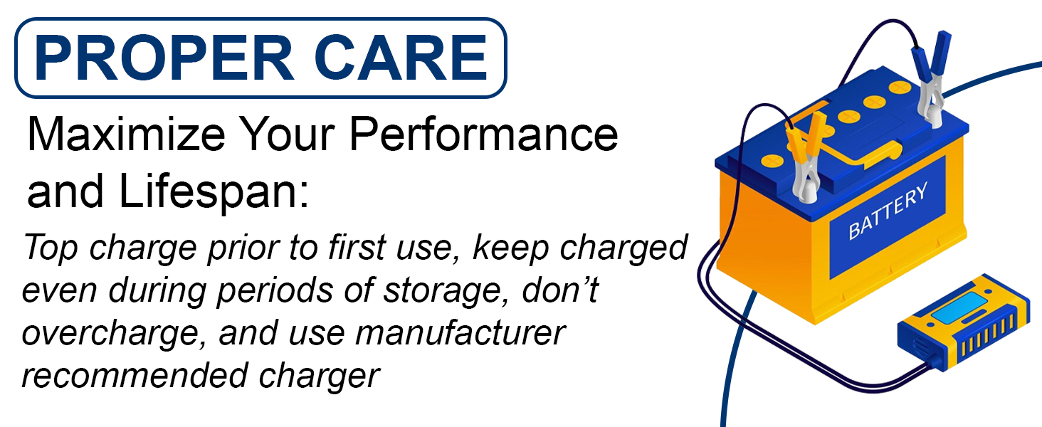 Proper Care and Maintenance: Always charge before first use, keep charged even during storage
