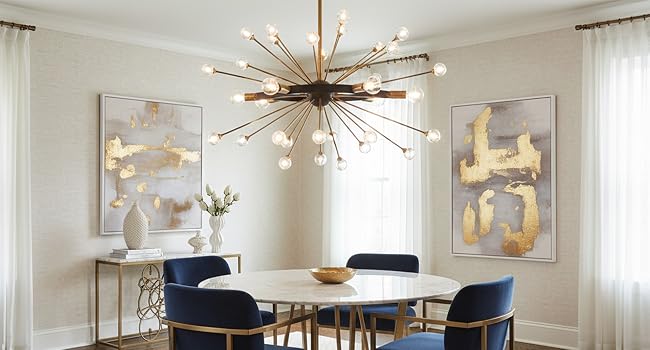 1-1857-6-62 Ariel Mid-Century Modern Vintage Sputnik Style Clear Crystal Chandelier
