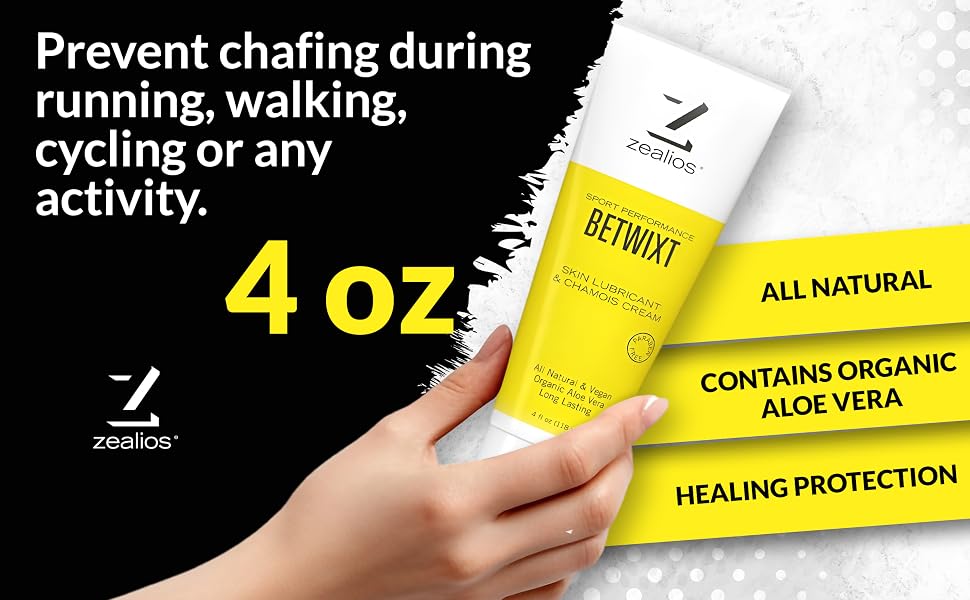 Zealios chaffing cream for runners and cyclists, anti chafing underwear and soothing formula