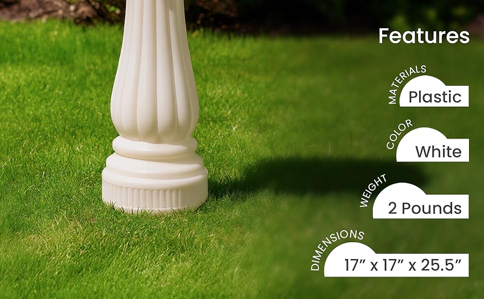 Union Products 17&amp;#34; Round Bird Bath, Outdoor Lawn and Garden Accessories, White