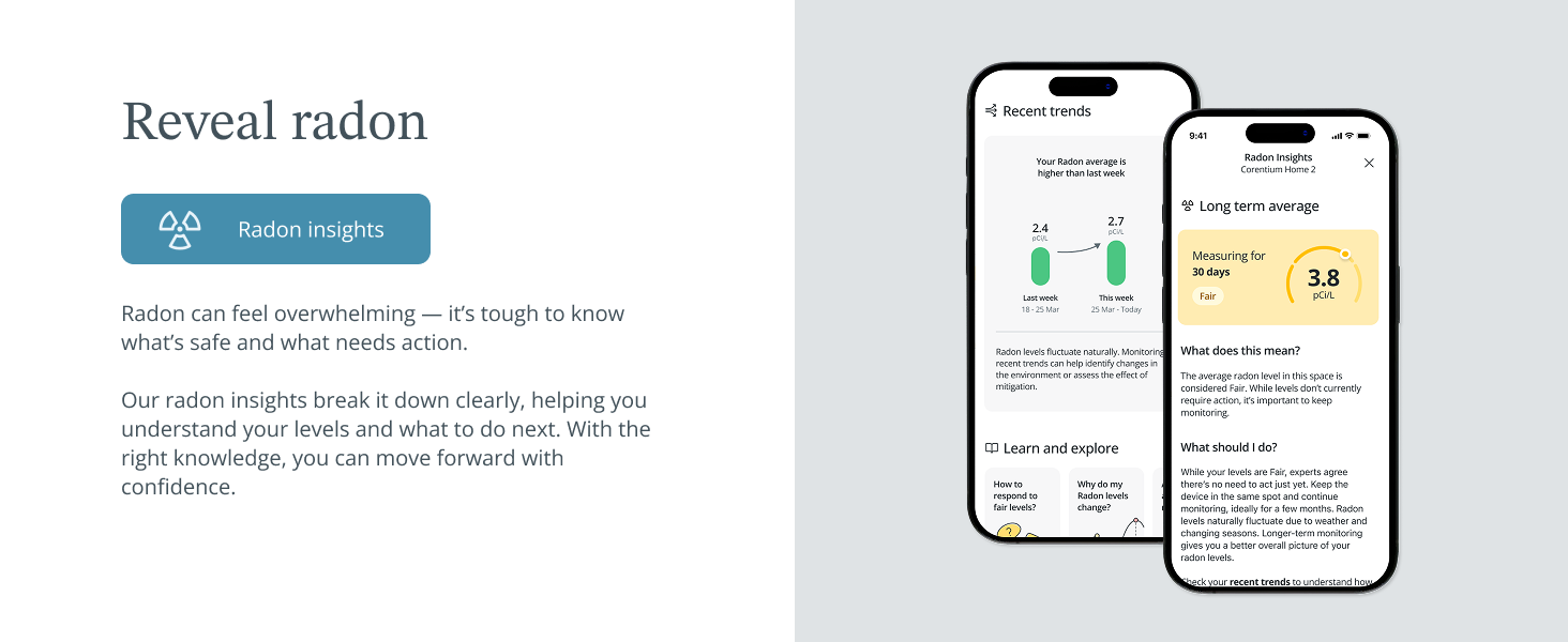 Radon insights in the App helps you understand your levels and what to do next.