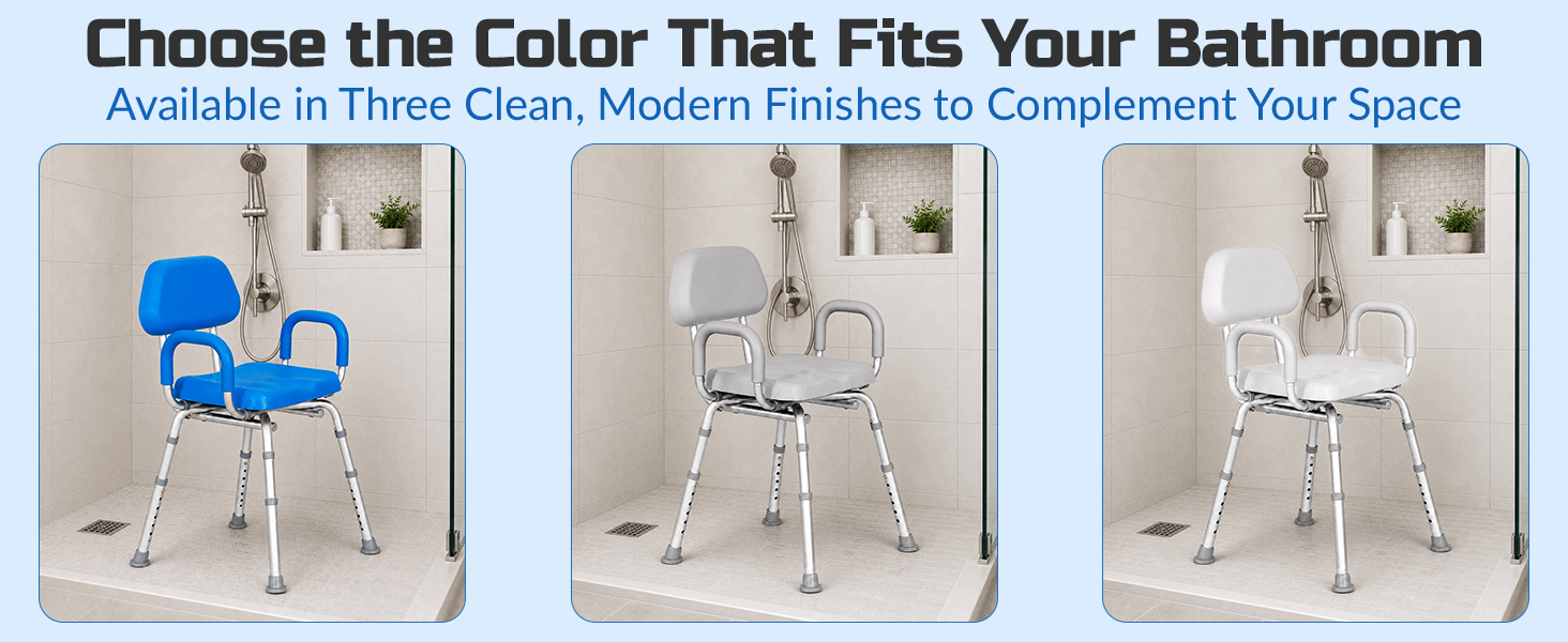 Padded Shower Chair and Bath Chair with Armrests and Back, Comfortable Deluxe Shower Chair