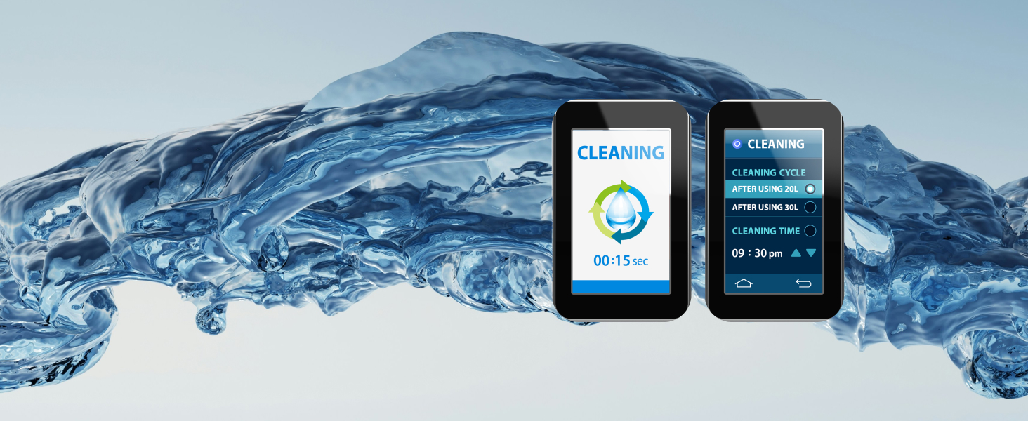 Tyent ACE 13 model self cleaning setting screen