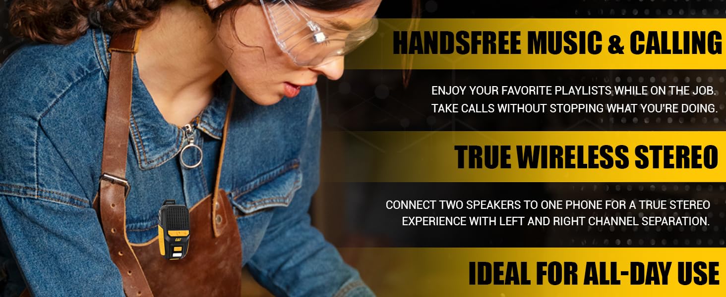 Handsfree music and calling, true wireless stereo, ideal for all-day use
