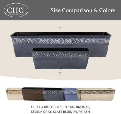 Corinthian Rectangular Planter Box w/Drain Plug, 10" Desert Tan