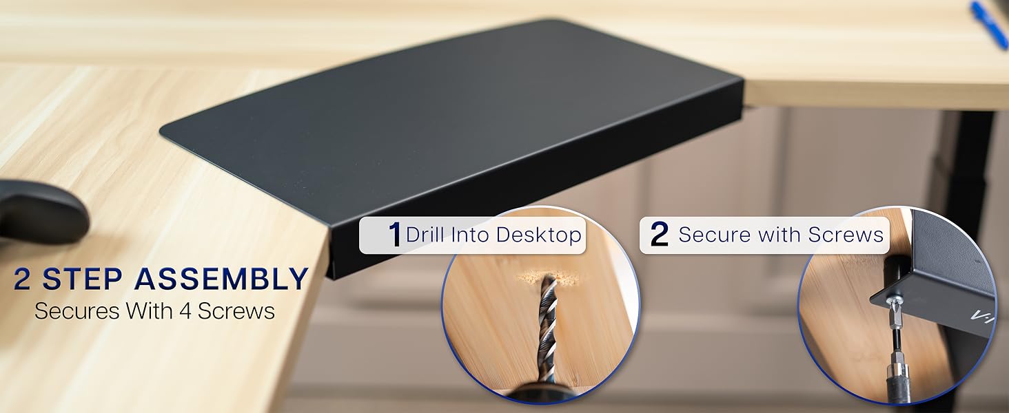 Underside of desk connector showing installation