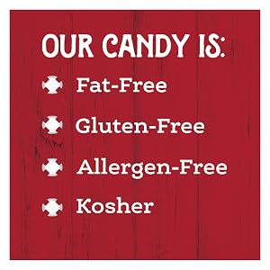 Our candy is fat-free, gluten-free, allergen-free, kosher