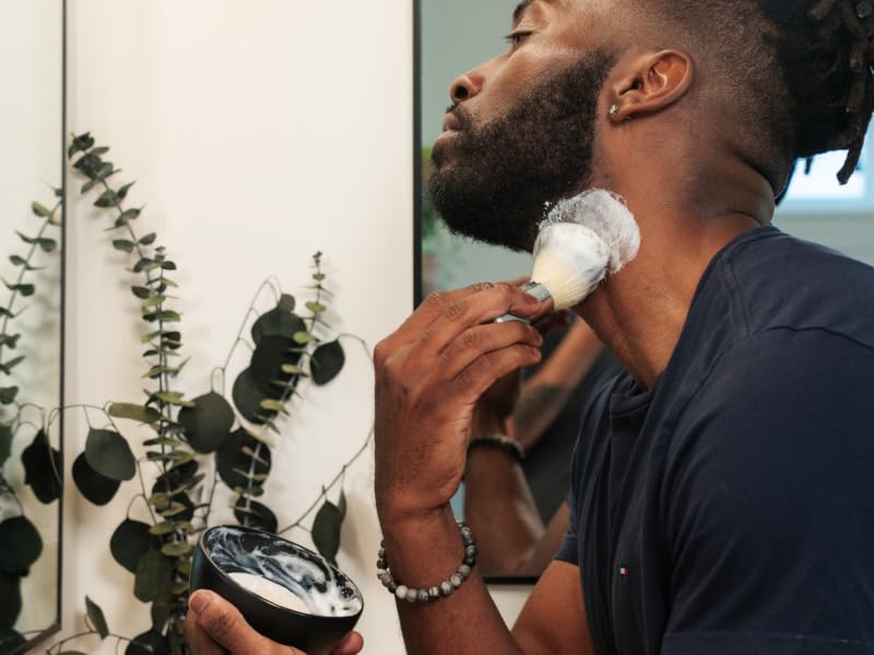shave soap bar oil butter puck men organic plastic free grooming travel routine blade brush soften