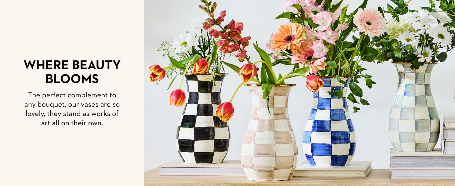 Display flowers in style with iconic check vases.