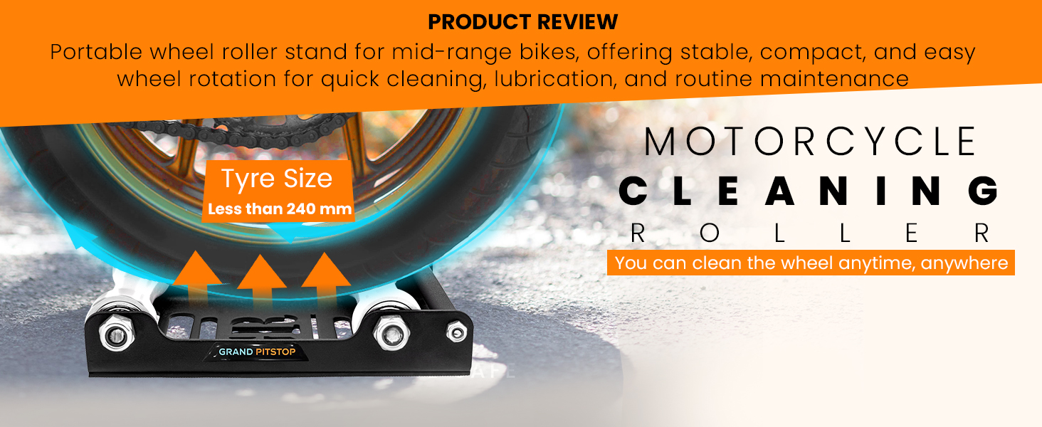 GRAND PITSTOP Motorcycle &amp;amp; Powersports Maintainence Stand Wheel Cleaning Wheel Roller Stand