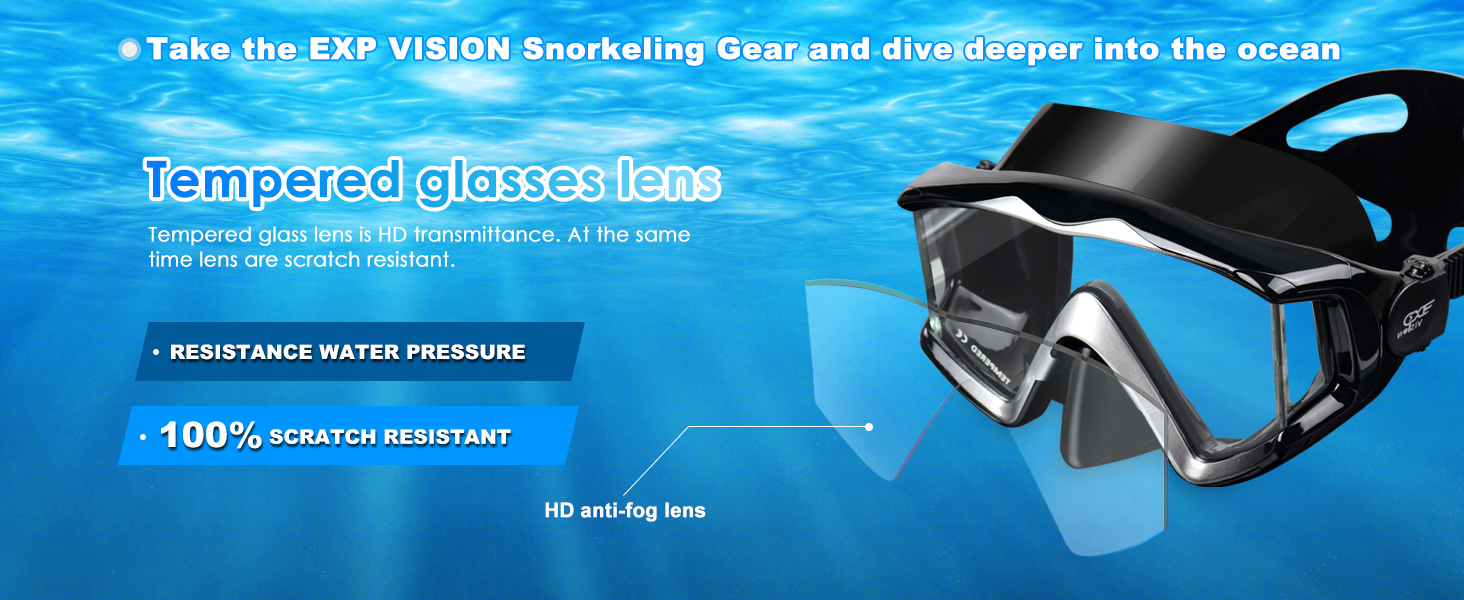 Snorkel Set Pano 3 Adult Snorkeling Gear Anti-Fog Snorkel Mask