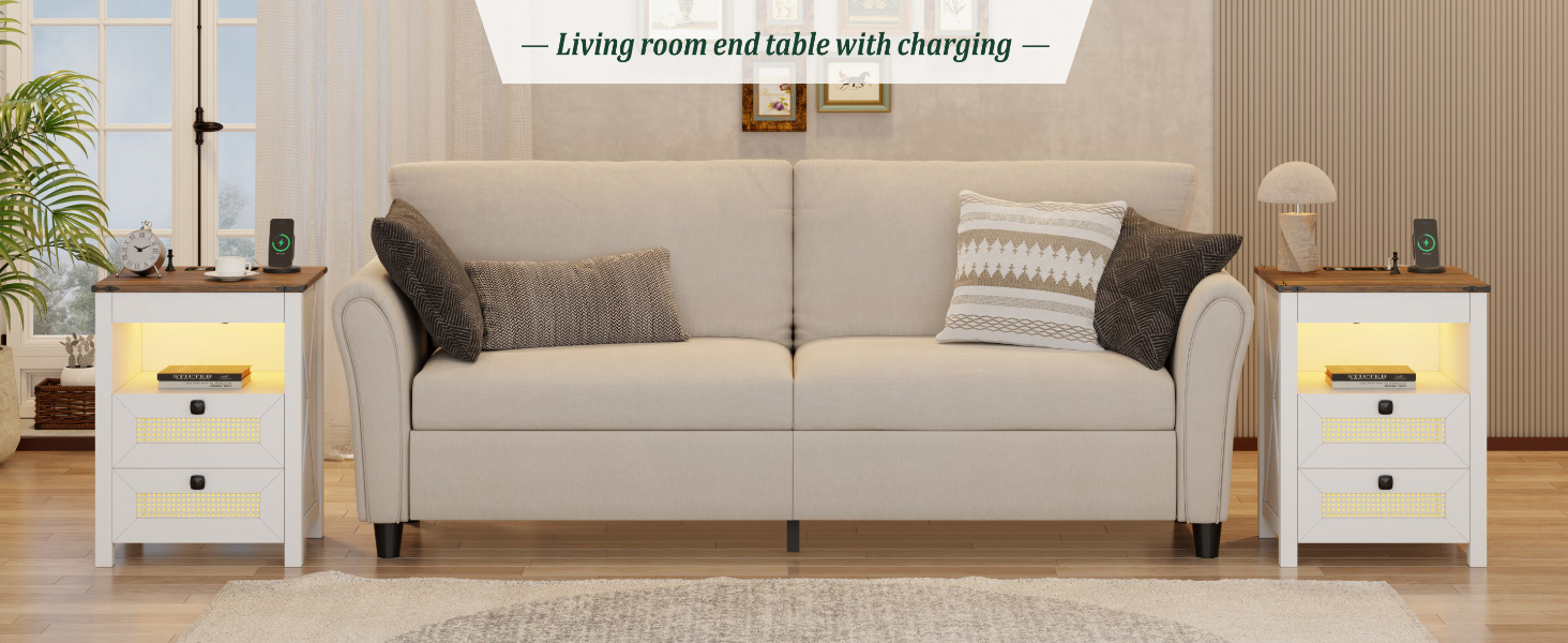 living Room nightstand with warm light
