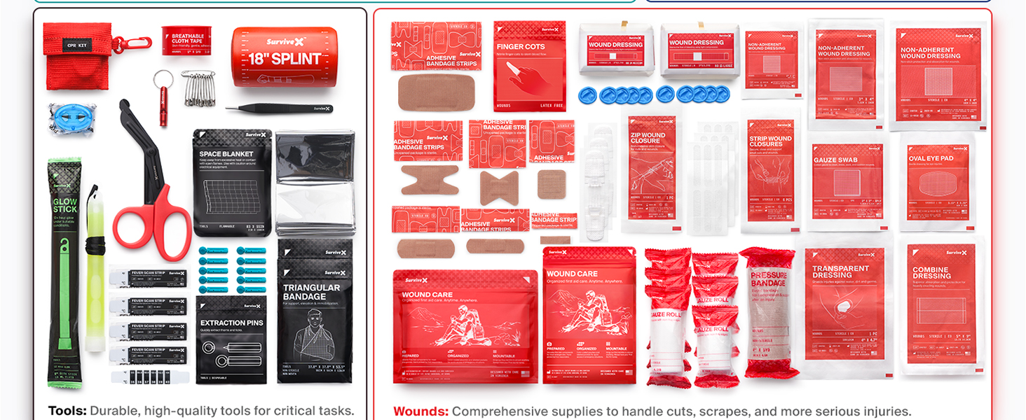 Large First Aid Kit for Car, Travel &amp;amp;amp;amp; Home - Emergency Kit for Hiking, Camping, Outdoors