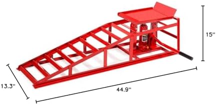Stark 2 Pieces Auto Ramp Low Profile Car Lift Service Ramps Truck Trailer Garage Automotive Hydraulic Lift Repair Frame (Red)