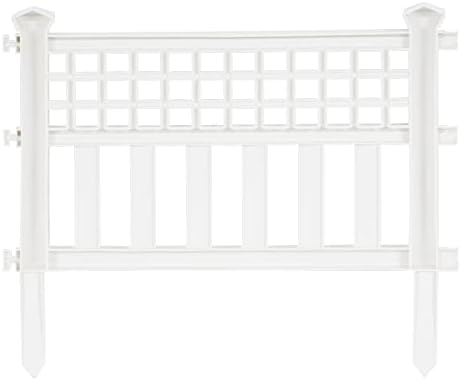 Suncast Grand View 14.5 x 24 Inch Resin Yard Garden Border Fence, White (3 Pack)