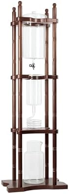 Nispira Iced Coffee Cold Brew Drip Tower Coffee Maker, 6–8 Cup Manual Cold Brew Brewer with Adjustable Valve, Wooden Frame & Glassware, Slow Cold Extraction System