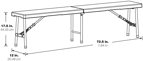 Office Star Resin Furniture for Indoor or Outdoor Use, Single, Fold in Half 6 Foot Bench