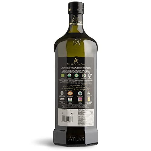 Atlas Organic Extra Virgin Olive Oil, Moroccan, High Polyphenol, 750 mL | Cold Pressed EVOO With High Smoke Point, Trusted By Award-Winning Chefs, One Family Farm, Polyphenol-Rich & Smooth Finish
