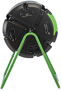 FCMP Outdoor HOTFROG Roto Single Chamber Batch Tumbling Composter - Outdoor Rotating Garden Compost Bin (HF-RM4000) Black & Green (37-Gallon)