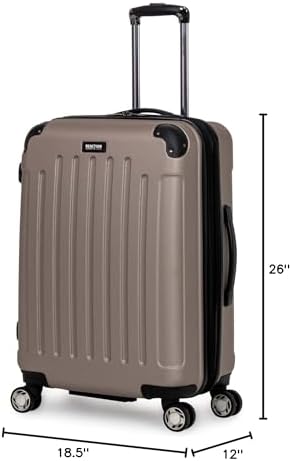 Kenneth Cole REACTION Renegade Luggage Expandable 8-Wheel Spinner Lightweight Hardside Suitcase, Champagne, 20-Inch Carry On