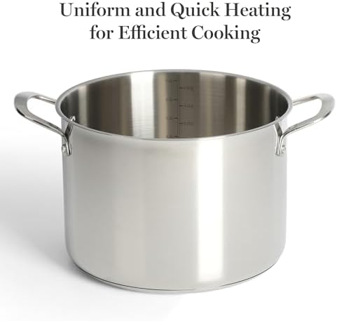 Martha Stewart Castelle 10 Piece 18/8 Durable Stainless Steel Induction Safe Pots and Pans Non-Toxic Kitchen Cookware Set - Gold Handles - Dishwasher Safe