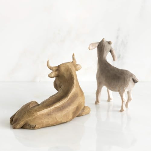 Willow Tree Ox and Goat, Sculpted Hand-Painted Nativity Figures, 2-Piece Set | Extends the Willow Tree Nativity Scene, Designed by Artist Susan Lordi, Heirloom Keepsake, Display on Shelf or Table